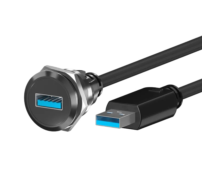 USB 3.0 Type-A Male to Female Panel Mount Extension Cable – C-Type Data Transfer Module