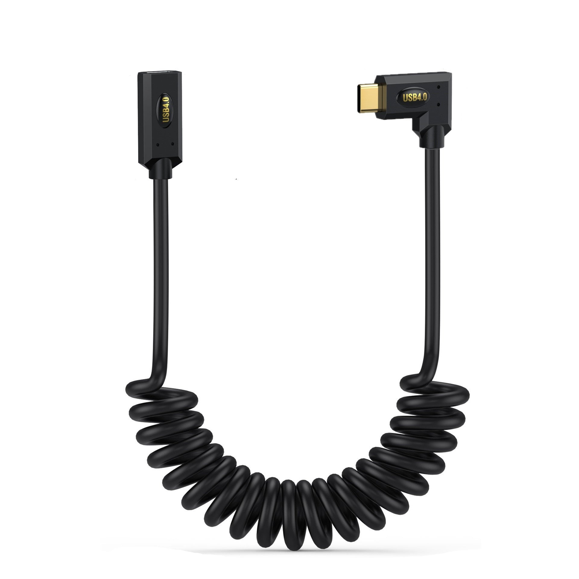 USB 4.0 USB C Male to Female Right Left Angle Coiled Extension Cable 80K60Hz 240W 5A 40Gbps
