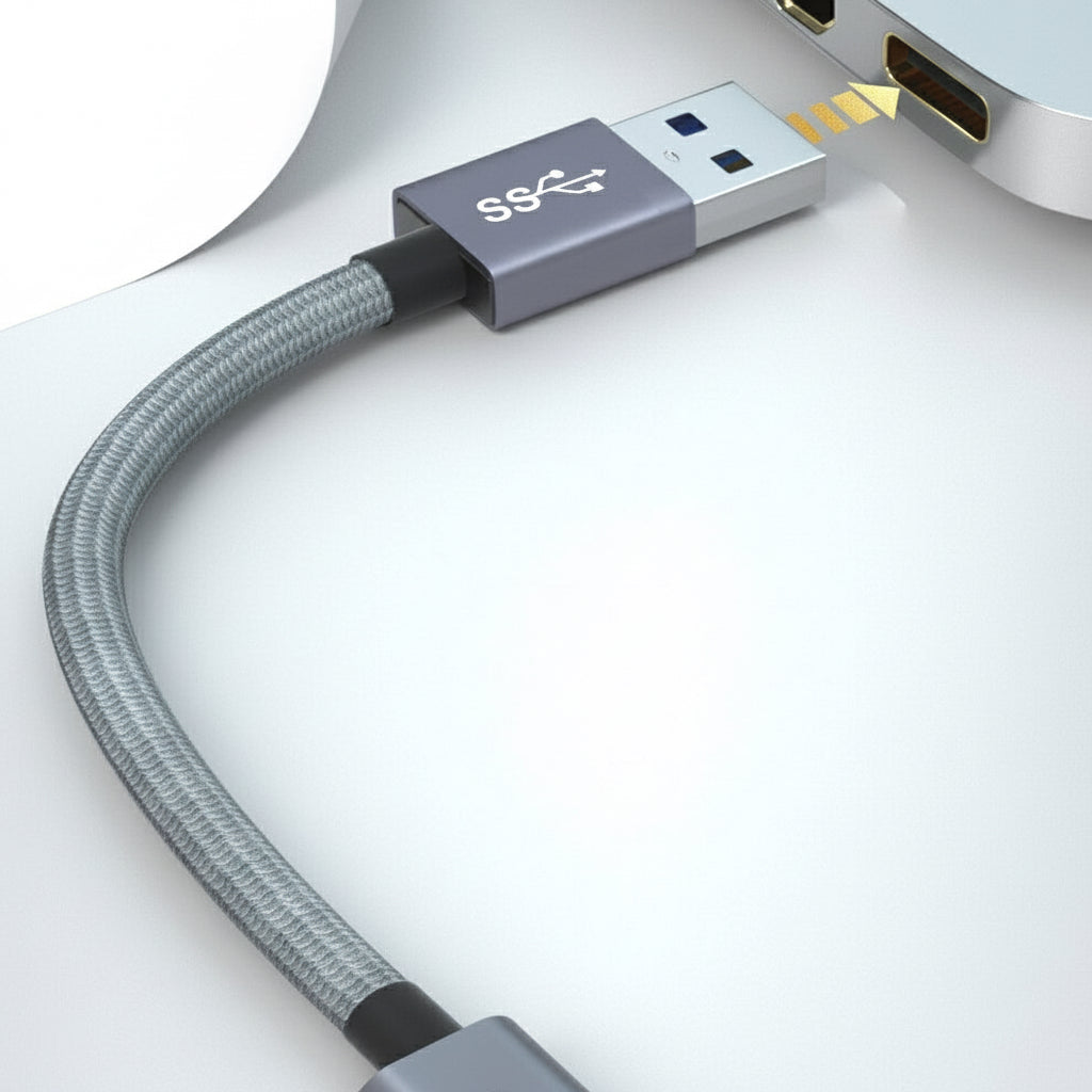 USB-A to USB-C 3.1 Adapter Cable – 5Gbps High Speed, 20V 3A Fast Charge, Braided Design