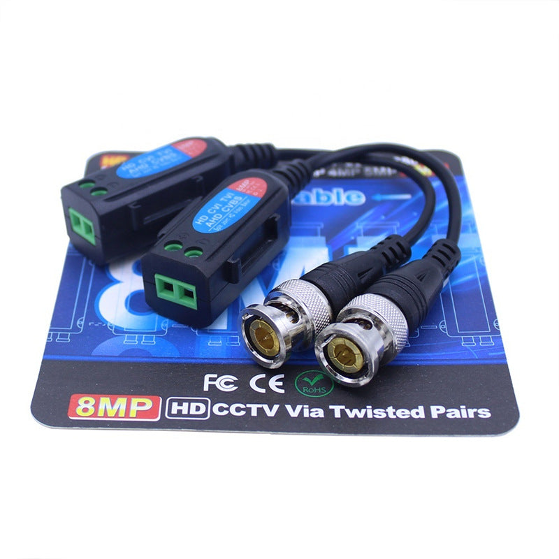 8MP CCTV Video Balun Pair BNC to 2-Wire Terminal – HD-TVI CVI AHD CVBS