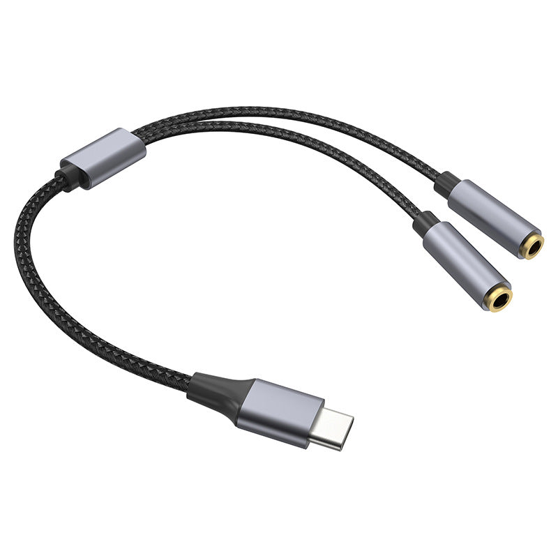 USB-C to Dual 3.5mm Audio Splitter Cable – Headphone & Mic Adapter