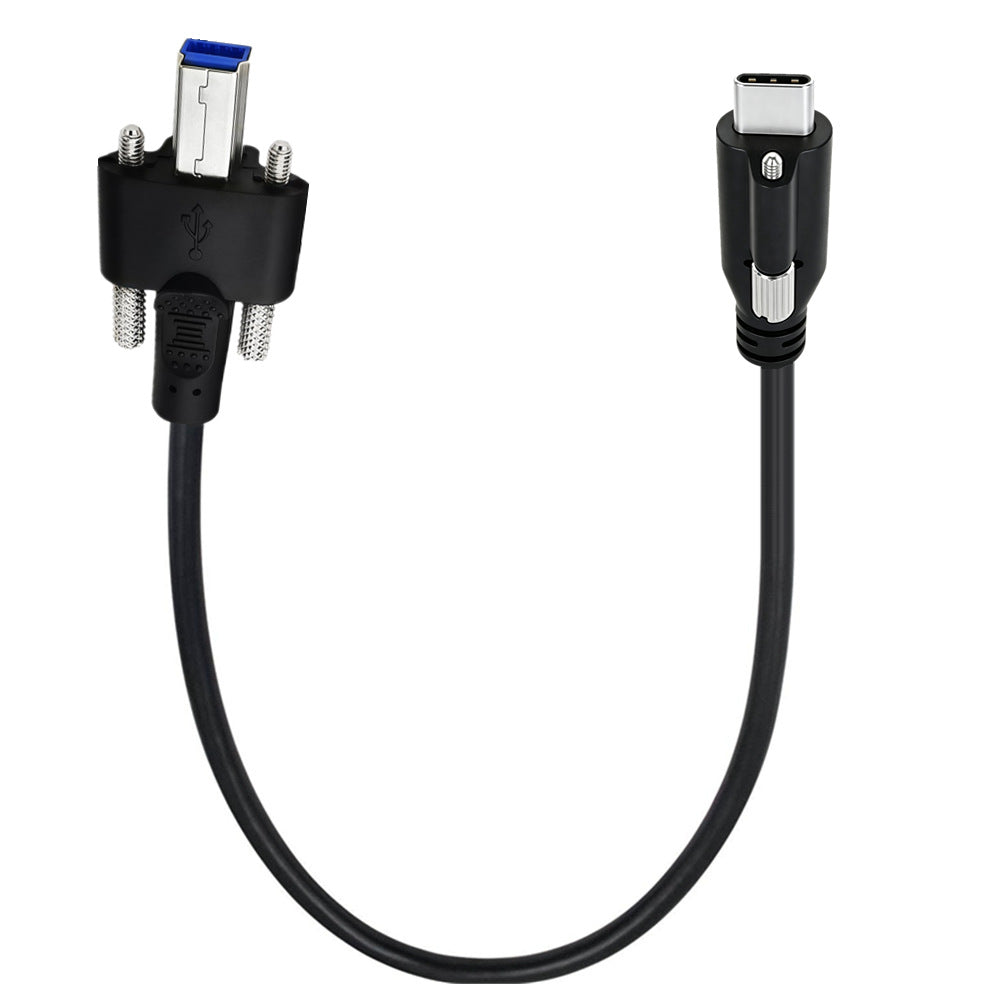 USB-C Single-Screw Locking to USB 3.0 Type-B Male Panel Mount Cable