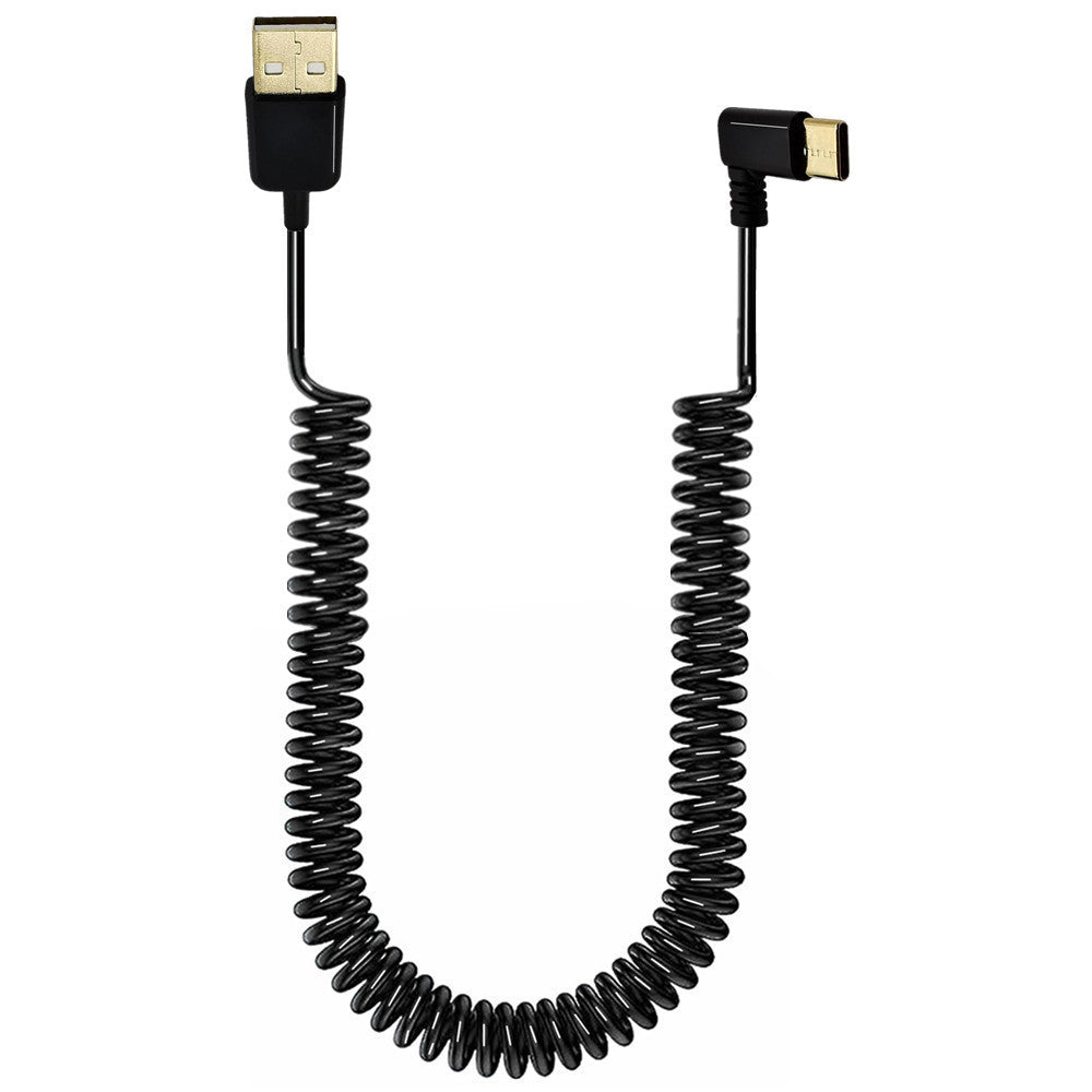 USB C 3.1 Male to USB 2.0 A Male Charging Data Sync Coiled Cable