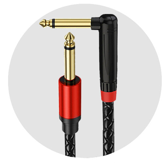 6.35mm Mono Guitar Instrument Cable Right Angle to Straight 1/4 Inch TS Audio Cable Gold Plated