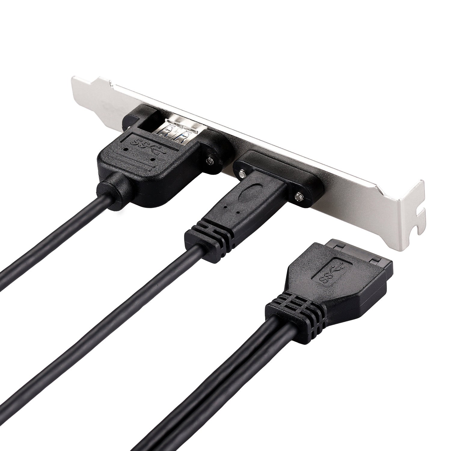 Motherboard 19/20 Pin to USB-C & USB 3.0 Back Panel Adapter Cable – PCI-E Slot Bracket
