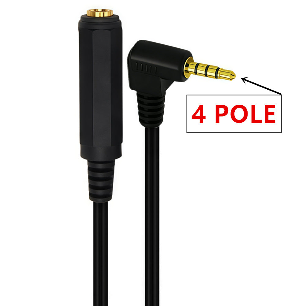 3.5mm TRRS Right Angle to 6.35mm TS Female Audio Adapter Cable Gold Plated