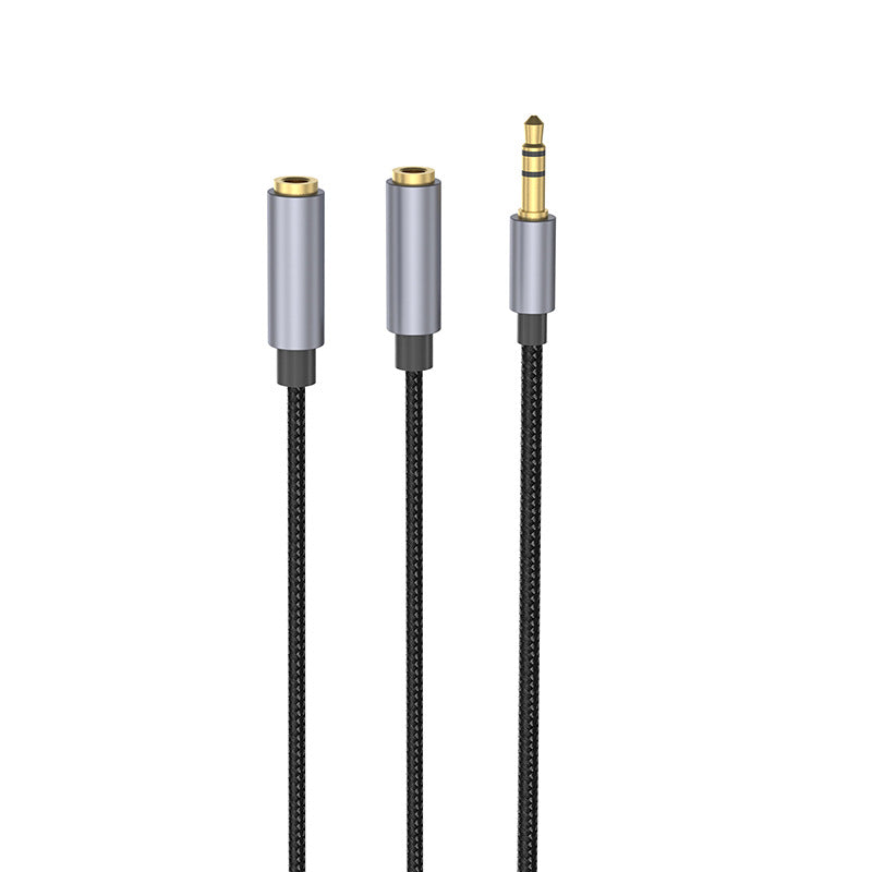 3.5mm audio splitter cable 1 male to 2 female braided headphone adapter