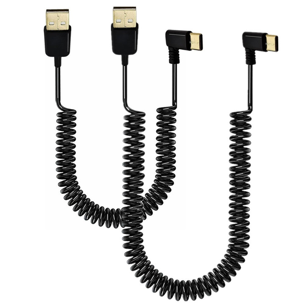 USB C 3.1 Male to USB 2.0 A Male Charging Data Sync Coiled Cable