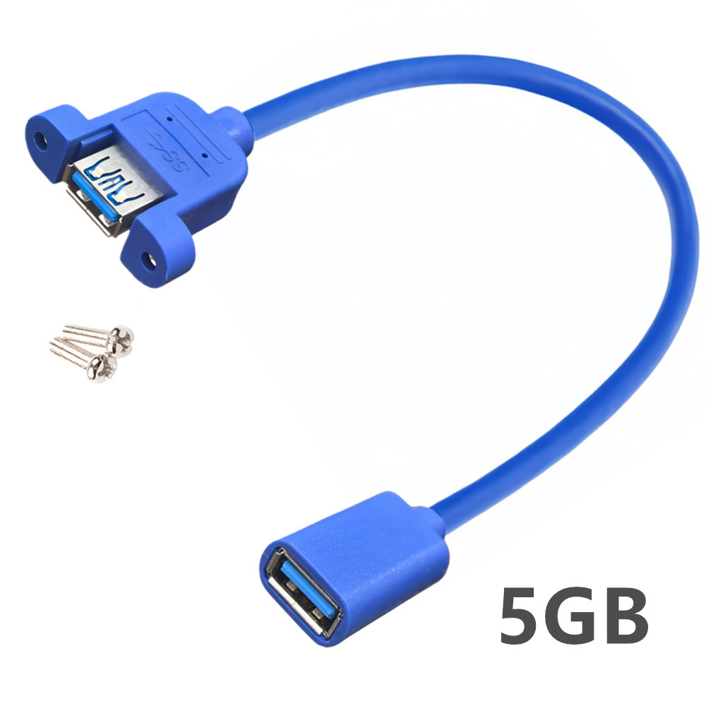 USB 3.0 Panel Mount Extension Cable – Male to Female 0.3m