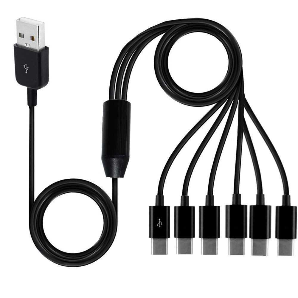 USB 2.0 Type A to 6 x USB C Data Charge Y Splitter 0.5m