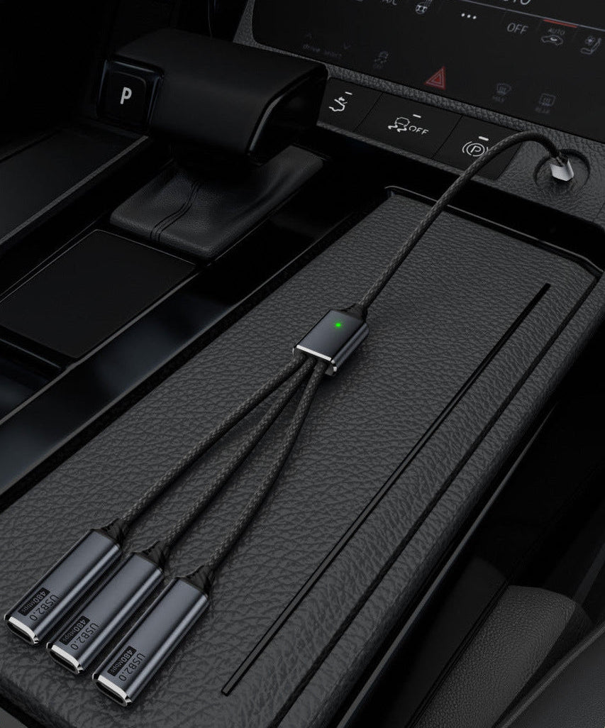 USB 2.0 Type-A 3 Port Hub Cable | 1-to-3 Data Splitter for Laptop, Phone, Mouse, Keyboard, Printer