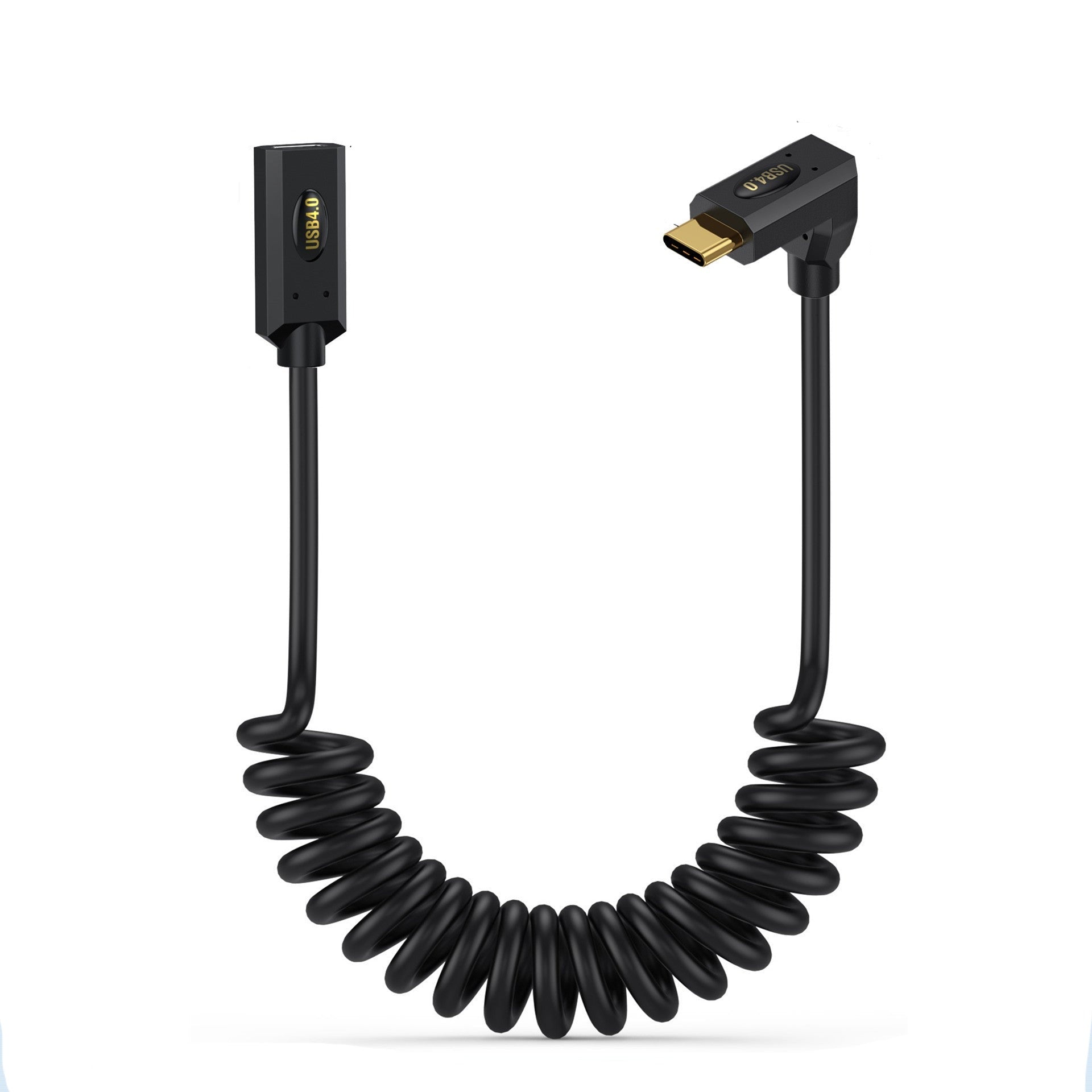 USB 4.0 USB C Male to Female UP Down Angle Coiled Extension Cable 80K60Hz 240W 5A 40Gbps