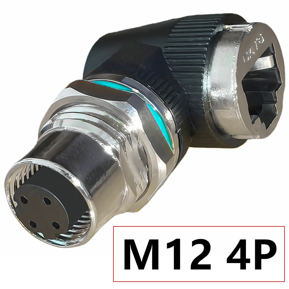 M12 4P connector on a white background