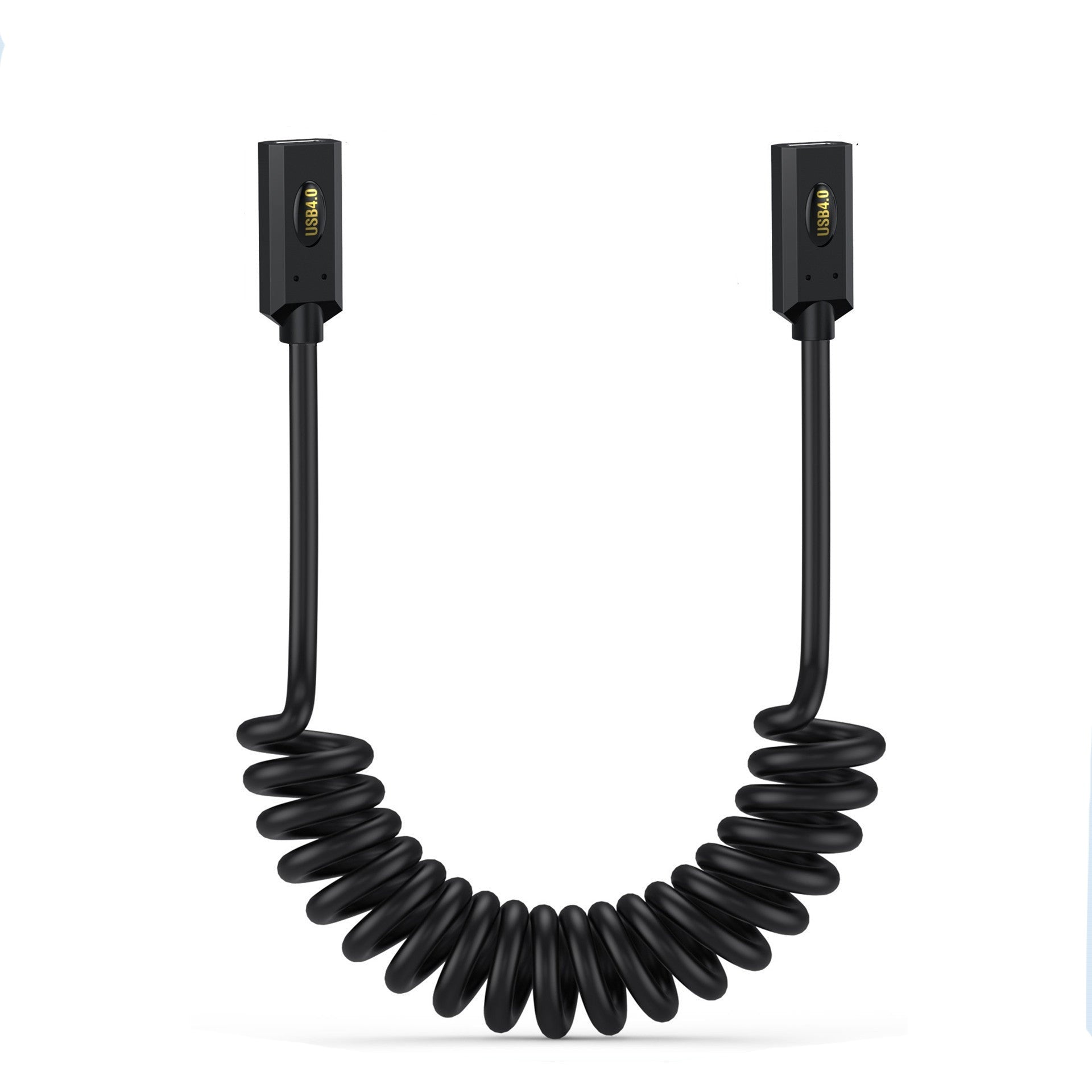 USB 4.0 USB C Male to Female UP Down Angle Coiled Extension Cable 80K60Hz 240W 5A 40Gbps