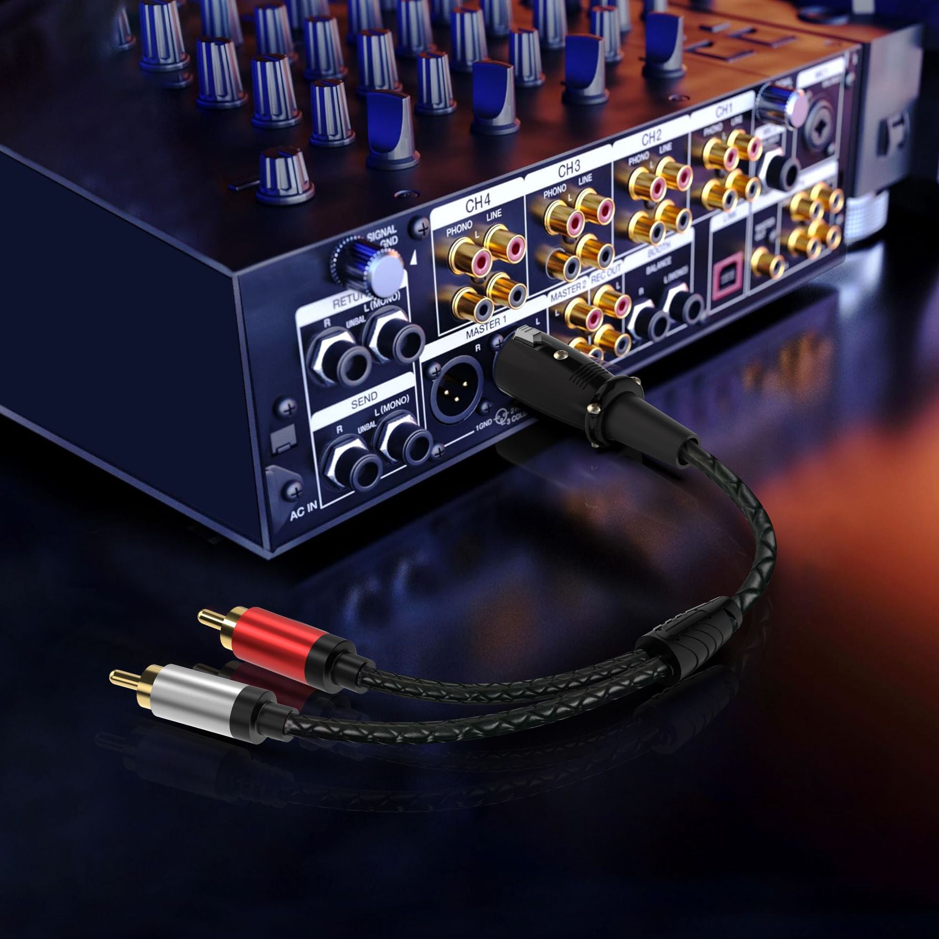 XLR Female to Dual RCA Male Y Splitter Cable – 3 Pin XLR to 2 RCA Stereo Audio Adapter