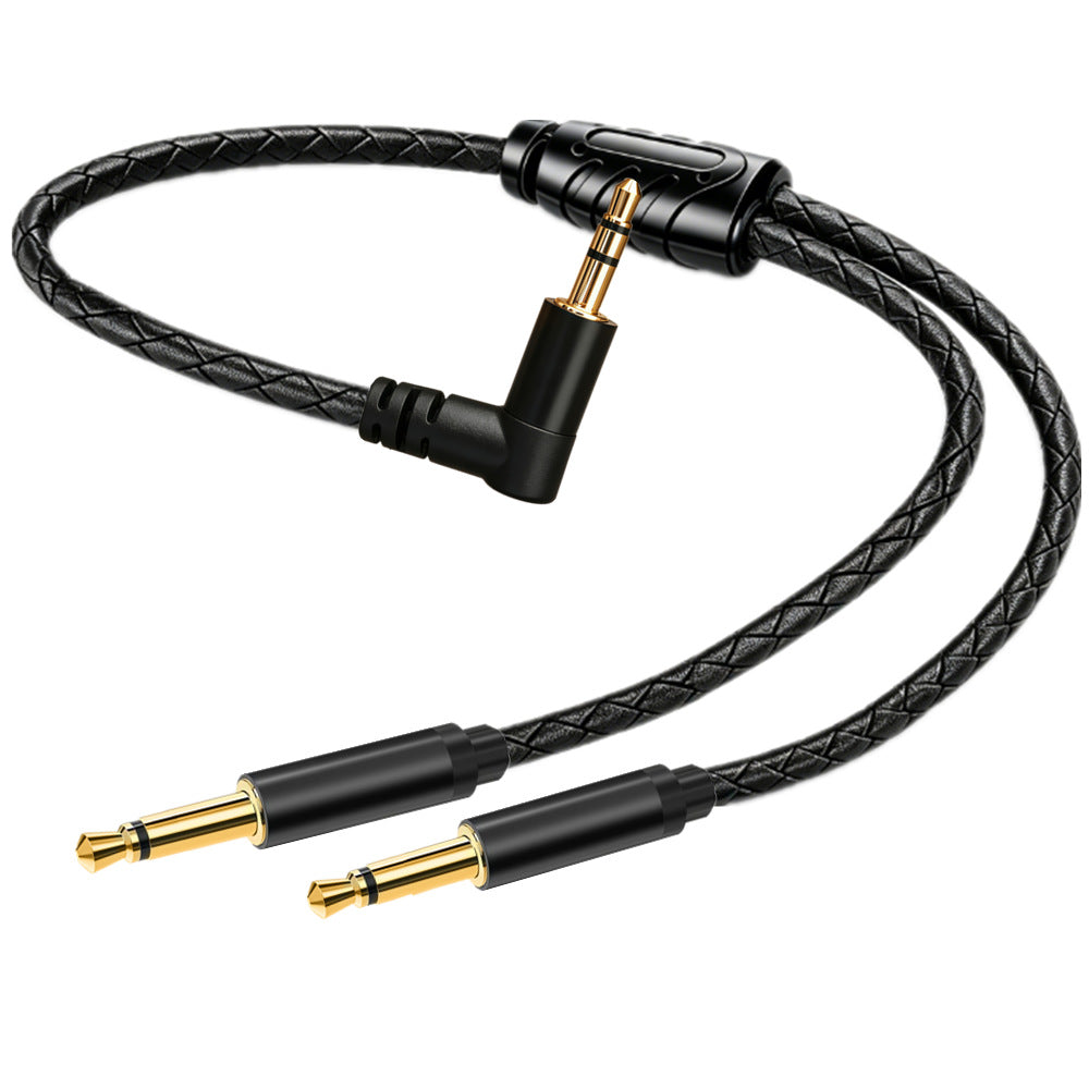 3.5mm Stereo TRS to Dual Mono TS Braided Breakout Audio Cable