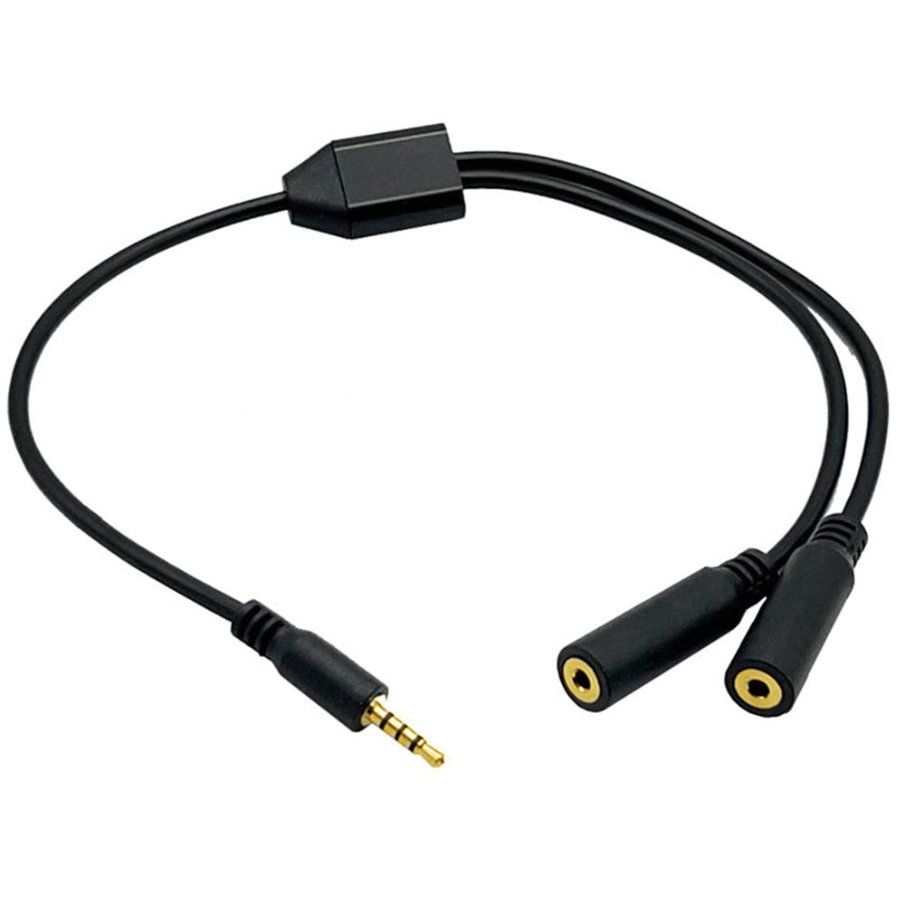 Male to Dual Female TRRS Y Splitter Audio Microphone Exten
