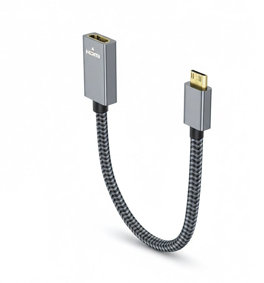 HDMI adapter cable with braided design on a white background