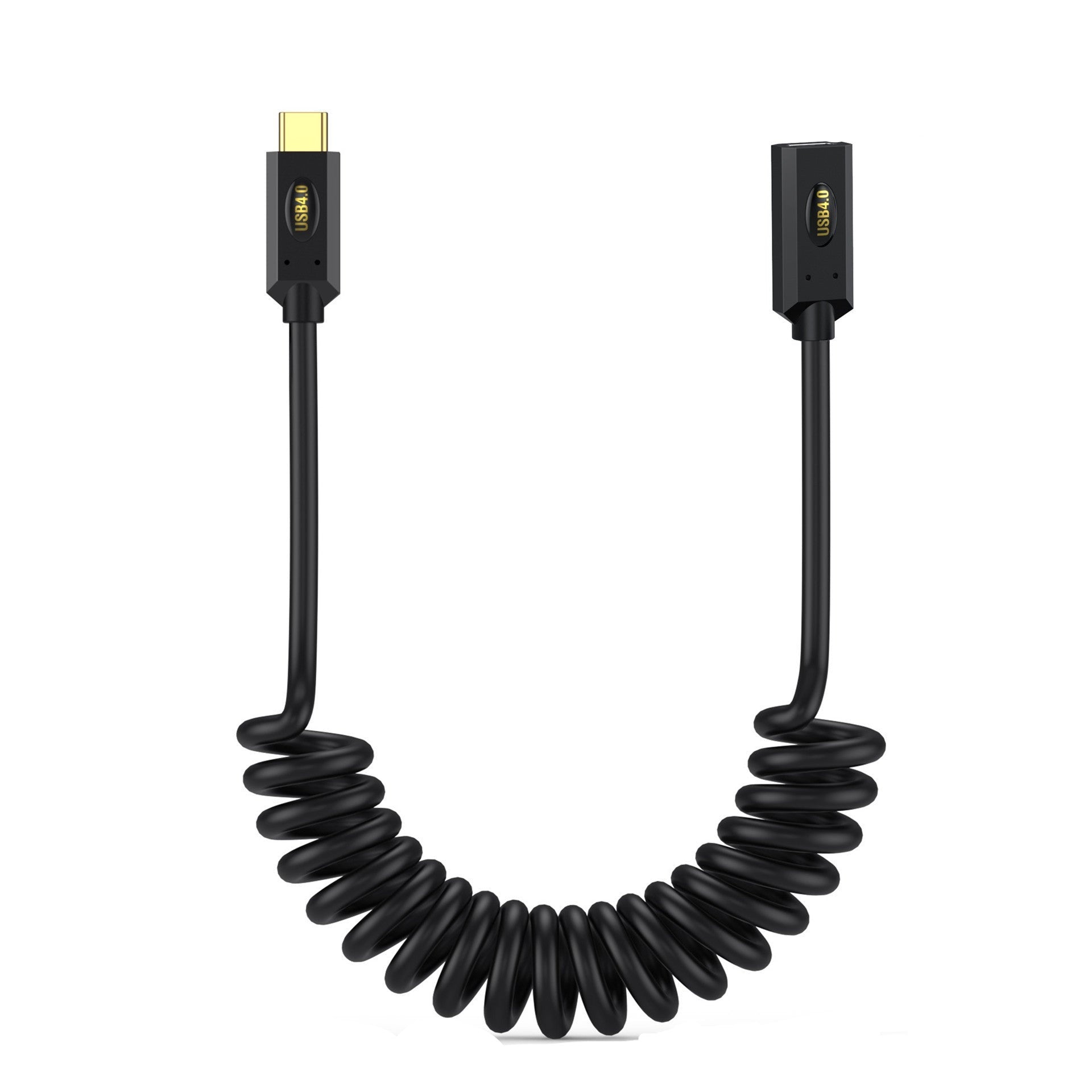 USB 4.0 USB C Male to Female Coiled Extension Cable 80K60Hz 240W 5A 40Gbps