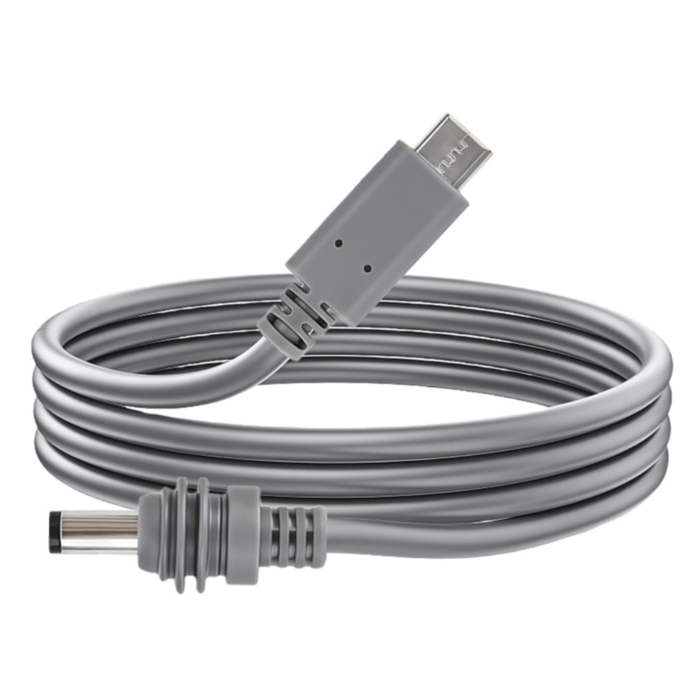 Gray cable with connectors on a white background