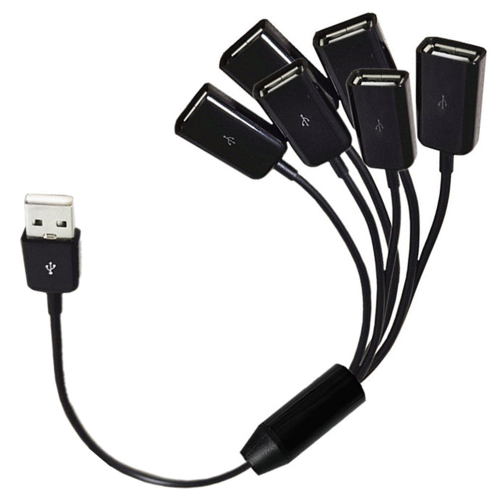 USB 2.0 A Male to 6 x USB 2.0 Female Data Sync Charging Splitter Cable  0.5m