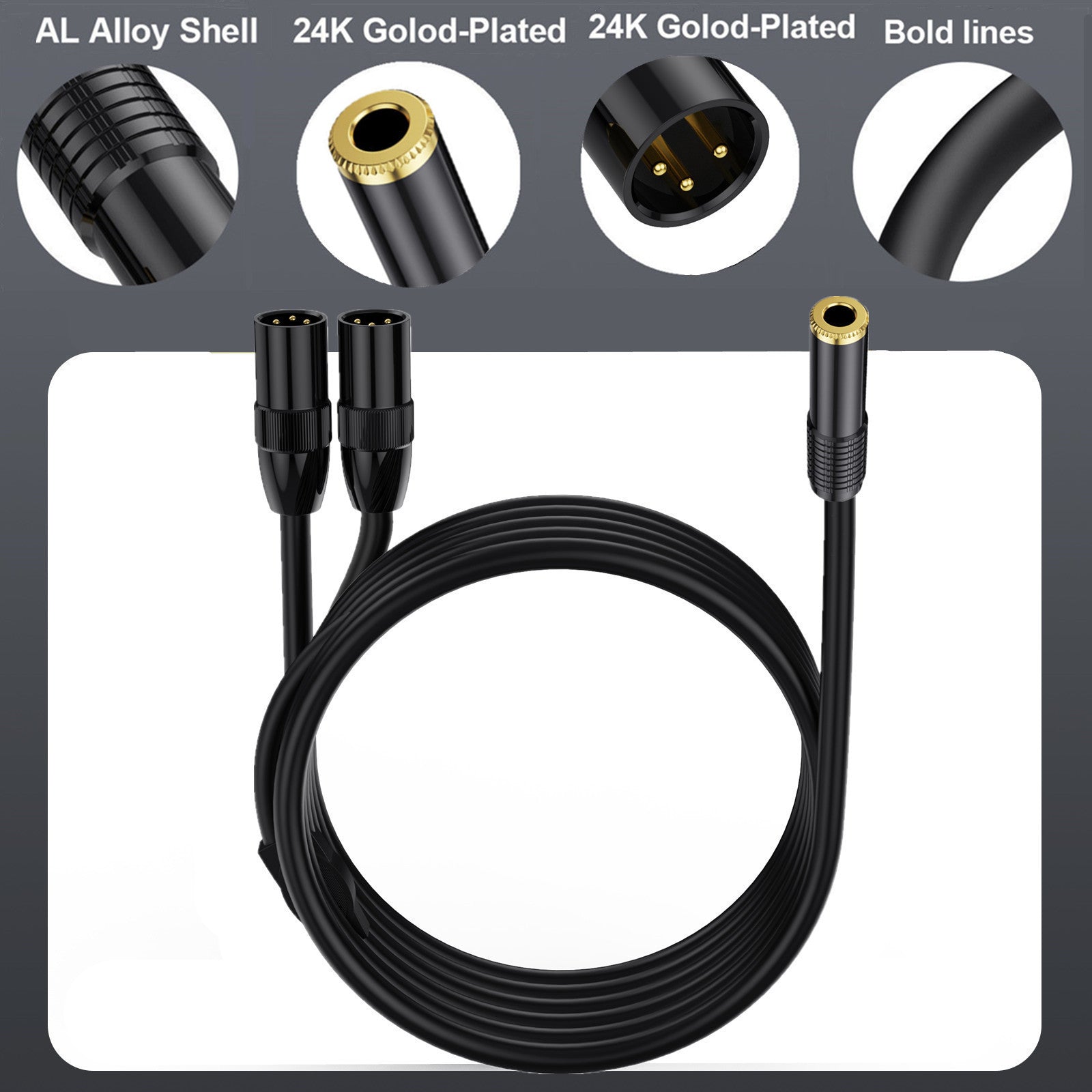 6.35mm 1/4" TRS''Female to Dual XLR 3 Pin Male Y Splitter, TRS to XLR Dual Channel interconnect Audio Cable