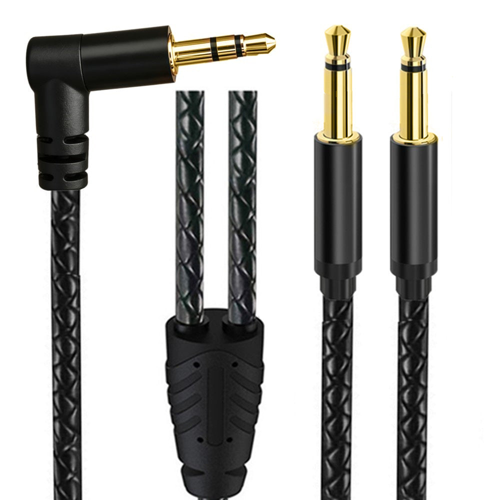 3.5mm Stereo TRS to Dual Mono TS Braided Breakout Audio Cable