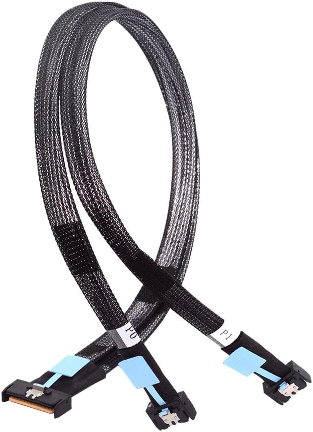 PCI-E 5.0 Mini Cool Edge IO MCIO STR PCI-E 8i 74Pin Male to Dual MCIO 38Pin Male Extender Cable