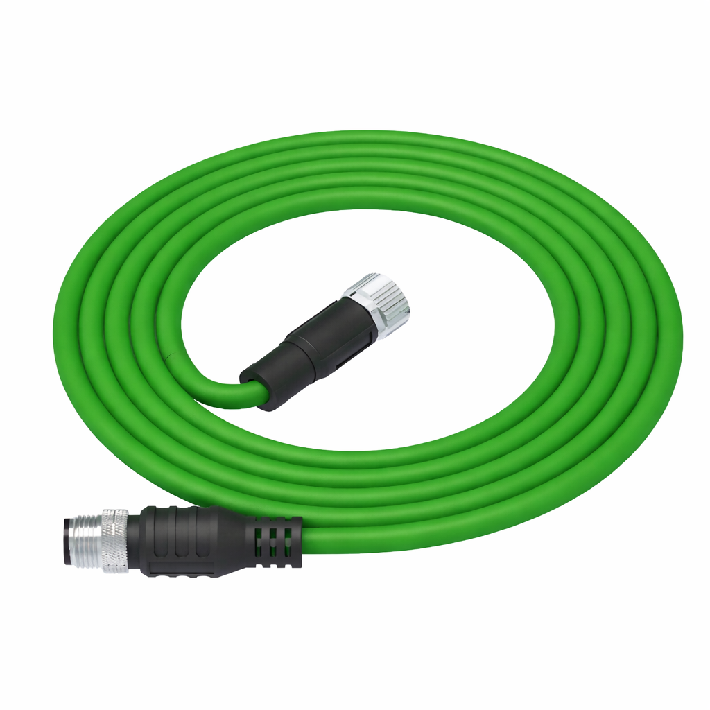 Black PUR M12 A-coded drag chain cable assembly