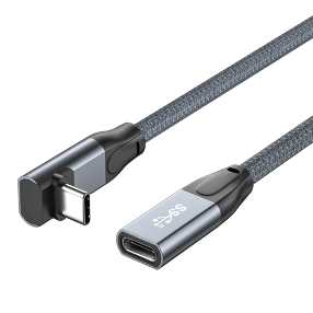 USB-C Male to USB-C Female Angled Cable USB 3.2 Gen3 20Gbps 240W 1m