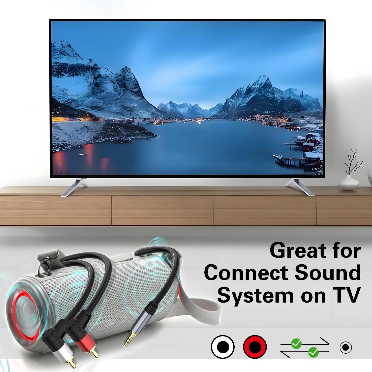 Dual RCA male to 3.5mm stereo jack cable black