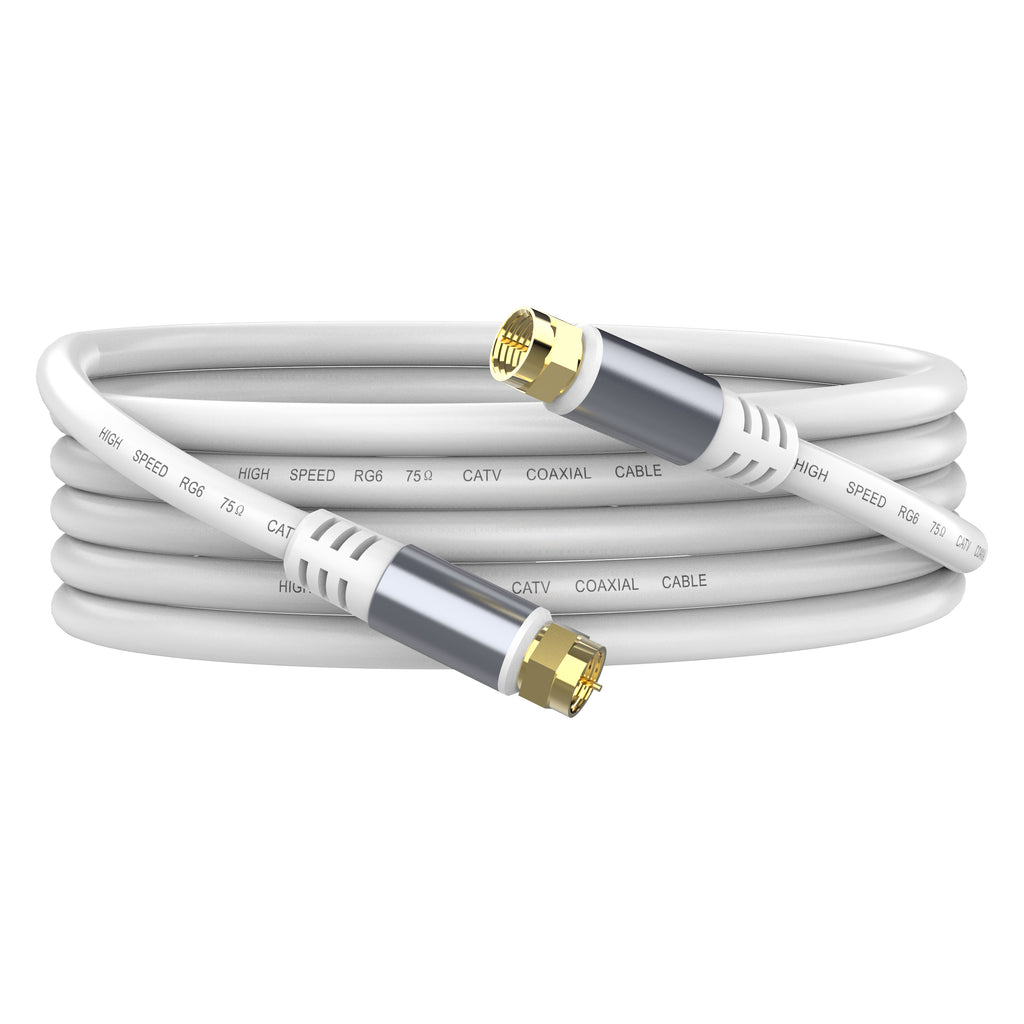 RG6 Coaxial Cable | F-Type Male to Male 75 Ohm TV & Satellite Lead 1.8m