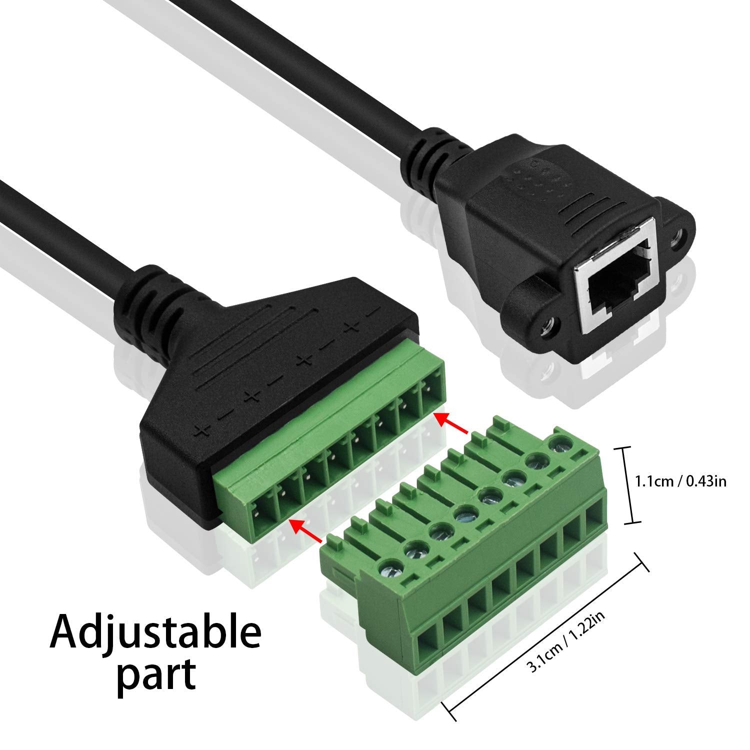 RJ45 8p8c Female Jack to 8Pin Screw Terminal Connector Breakout Board Cable