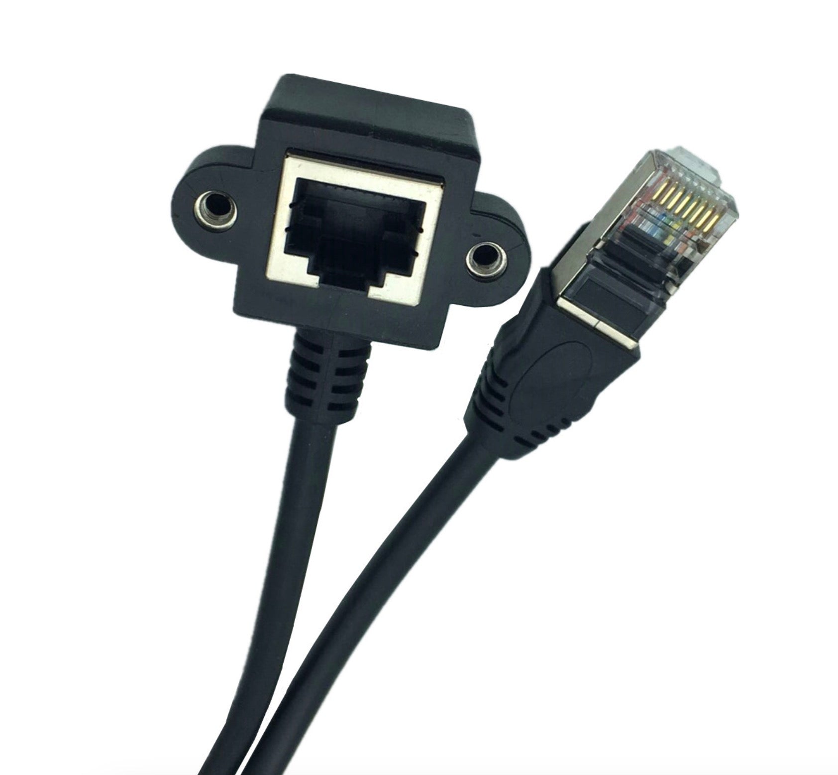 Ethernet cable with RJ45 connector on a white background