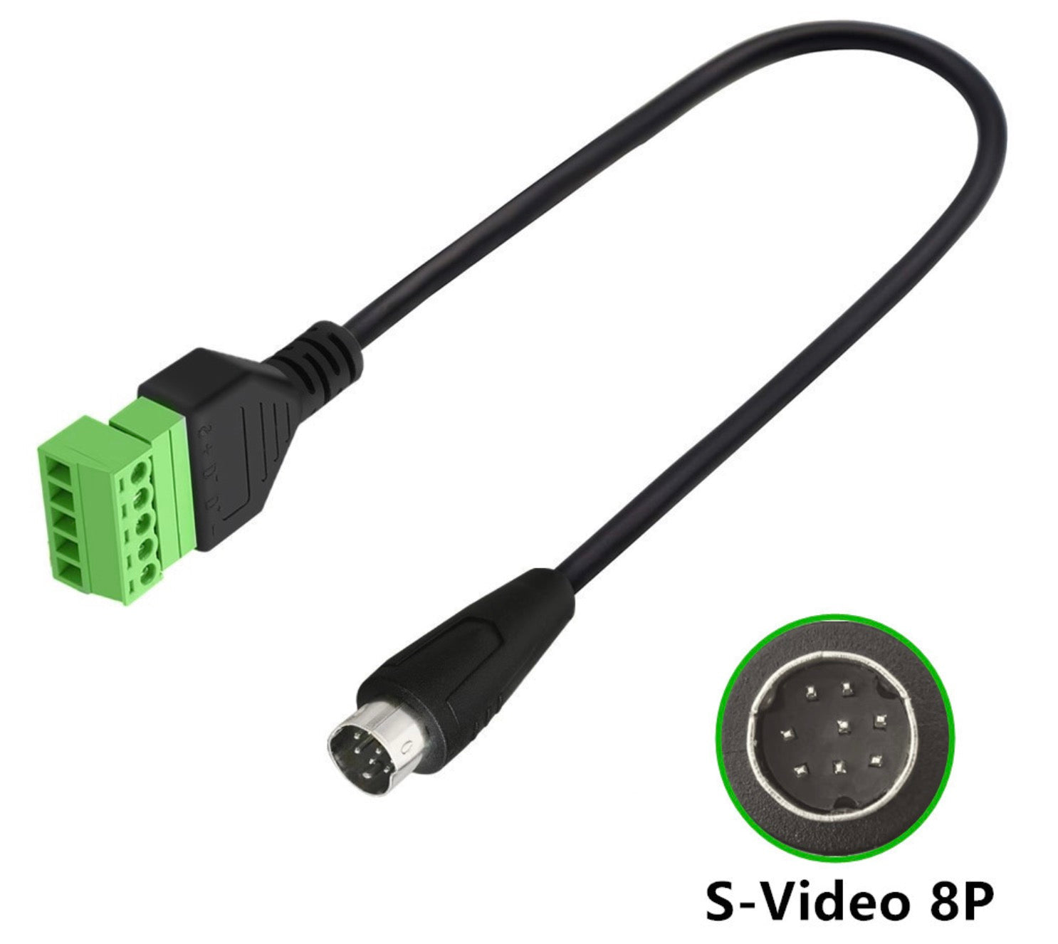 S-Video 8-pin Mini-DIN breakout cable with terminal block
