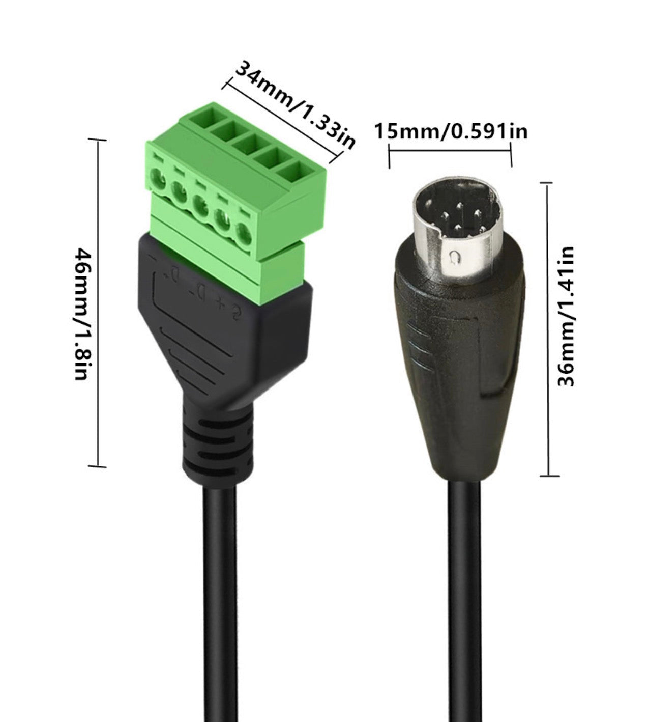 8-pin Mini-DIN to screw terminal block connector
