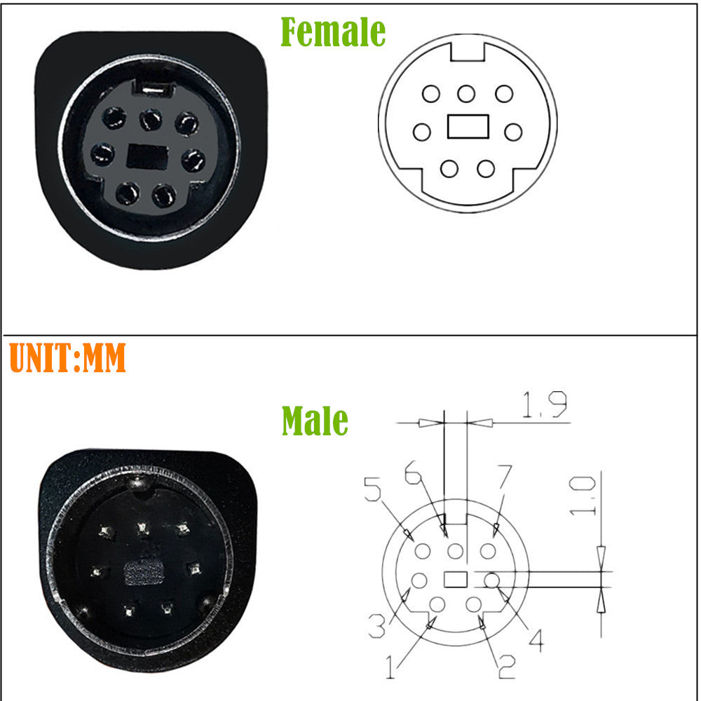 Mini Din 7-Pin Male to Dual Female Y Splitter Audio Cable 0.5m