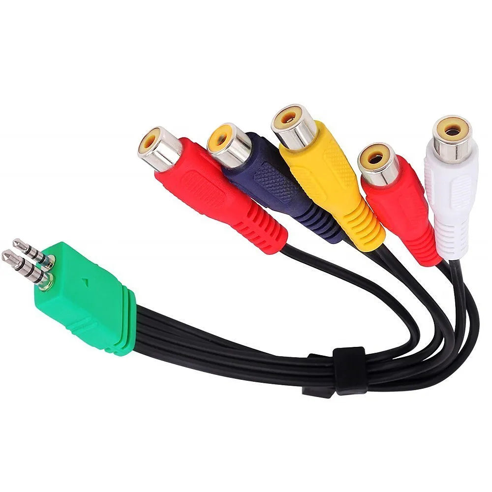 3.5mm Male & 2.5mm Male to 5 RCA Female Audio Video AV Cable