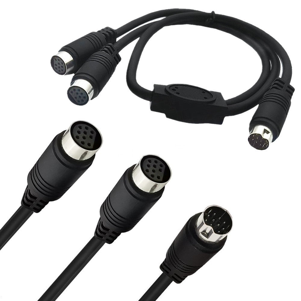 Mini Din 10-Pin Male to Dual Female Y Splitter Audio Cable 0.5m