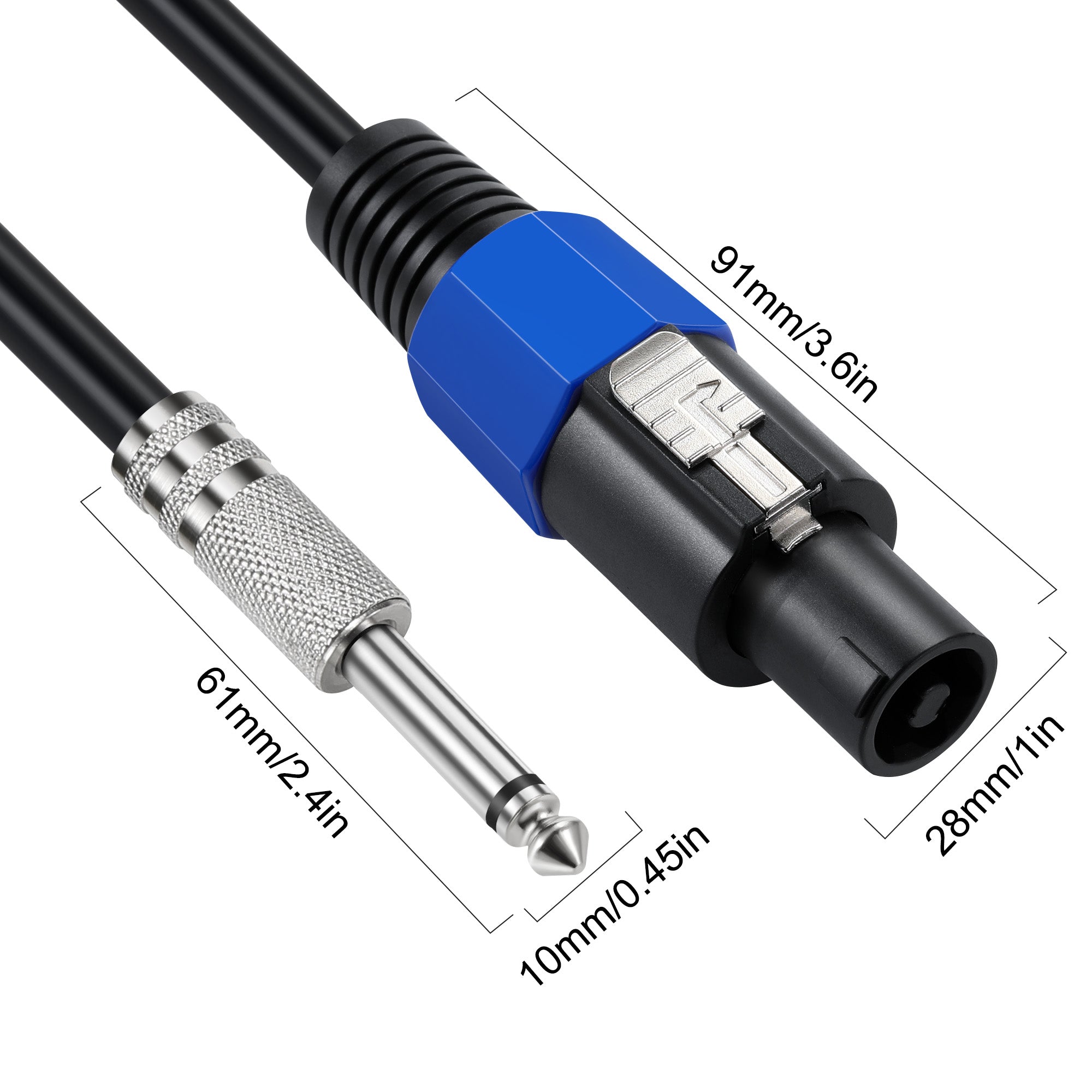 6.35mm 1/4" Male Speaker Cable Audio Amplifier Connector 1.8m