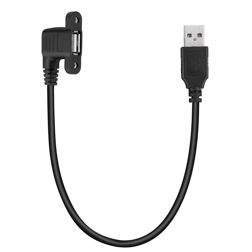 USB 2.0 A Male to Female Angled Panel Mount Extension Cable 0.3m