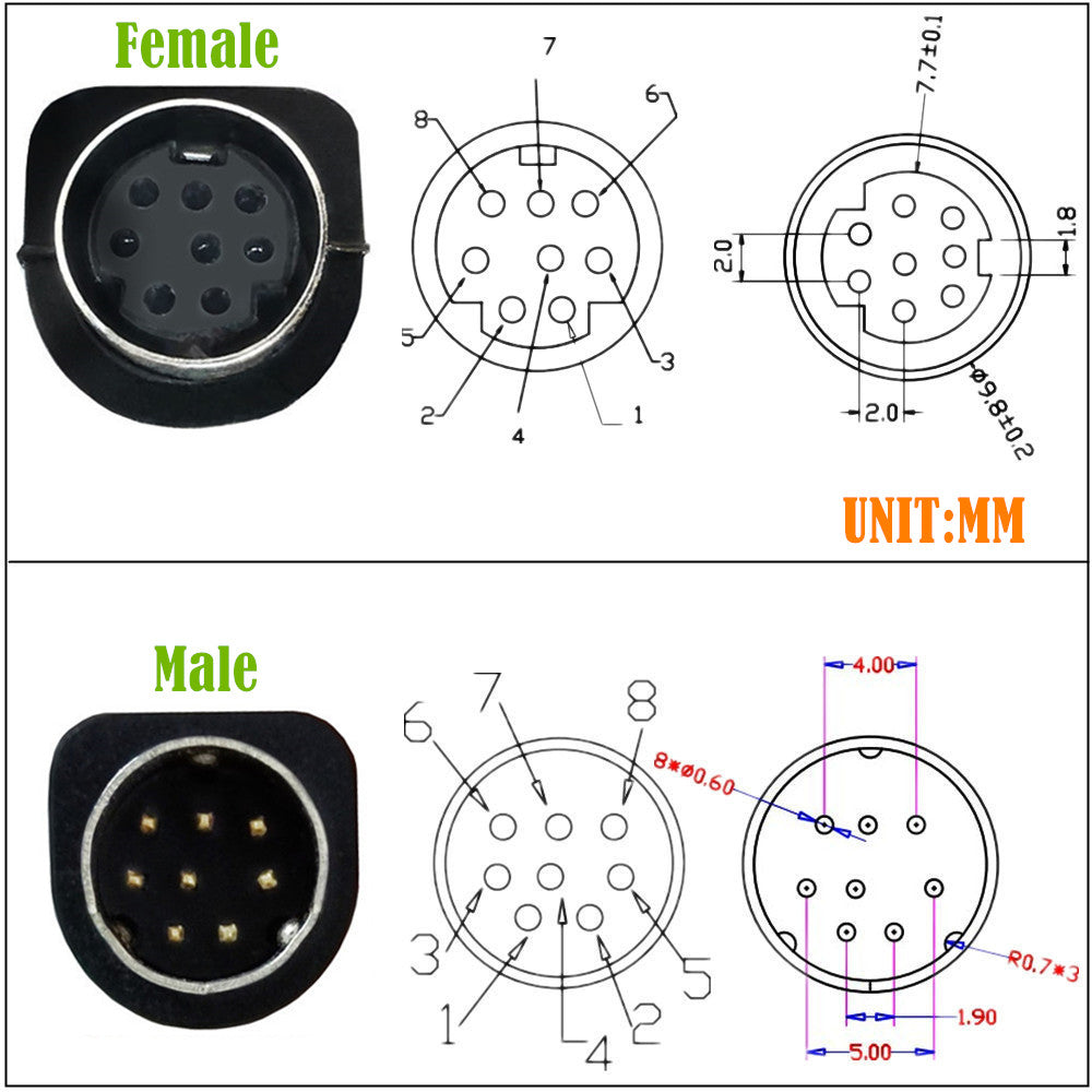 Mini Din 8-Pin Male to Dual Female Y Splitter Audio Cable 0.5m