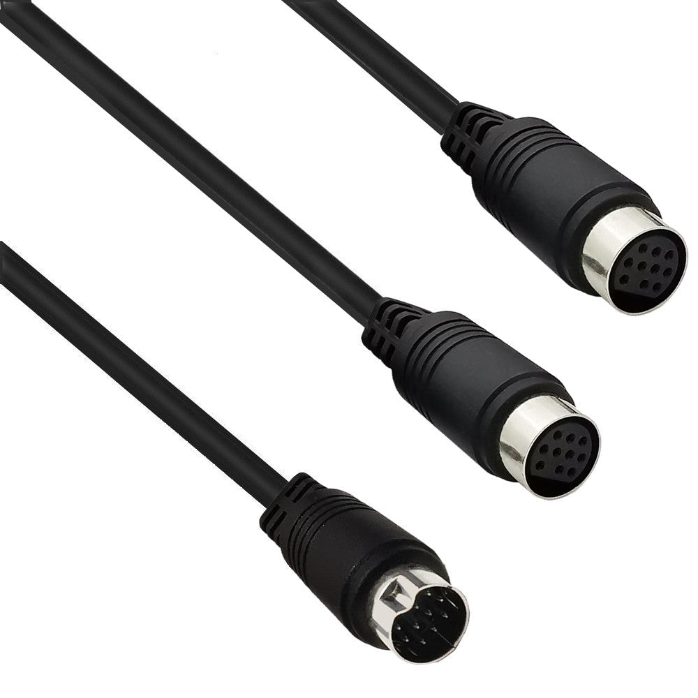 Mini Din 10-Pin Male to Dual Female Y Splitter Audio Cable 0.5m