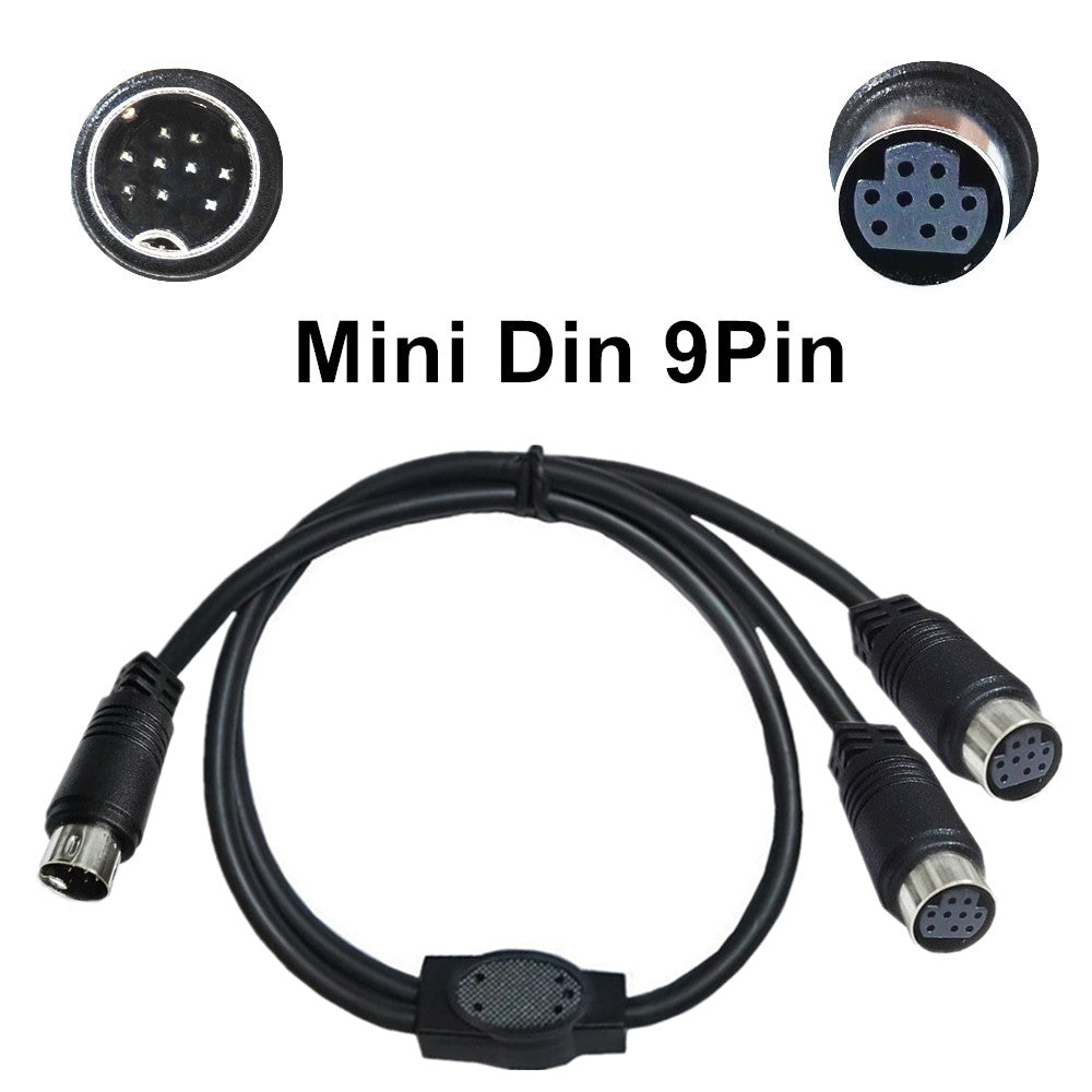 Mini Din 9-Pin Male to Dual Female Y Splitter Audio Cable 0.5m