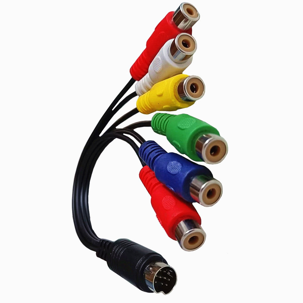 10Pin Din Male to 6 RCA Female Composite Cable 0.3m