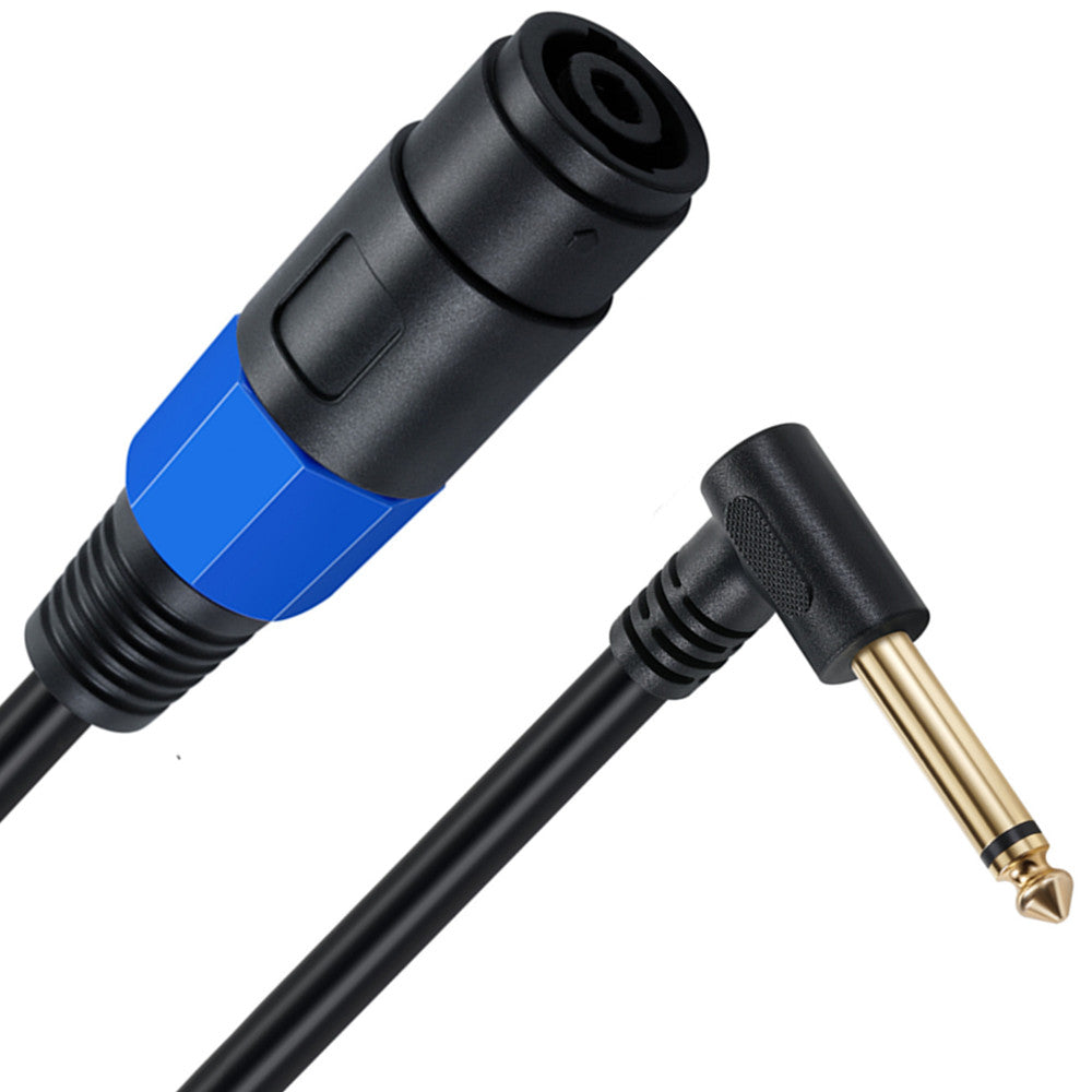 1/4" 6.35mm TS Male Angled Speaker Cable with Twist Lock 0.5m