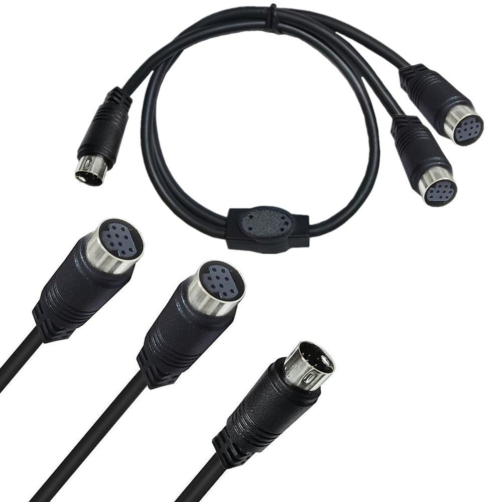 Mini Din 9-Pin Male to Dual Female Y Splitter Audio Cable 0.5m