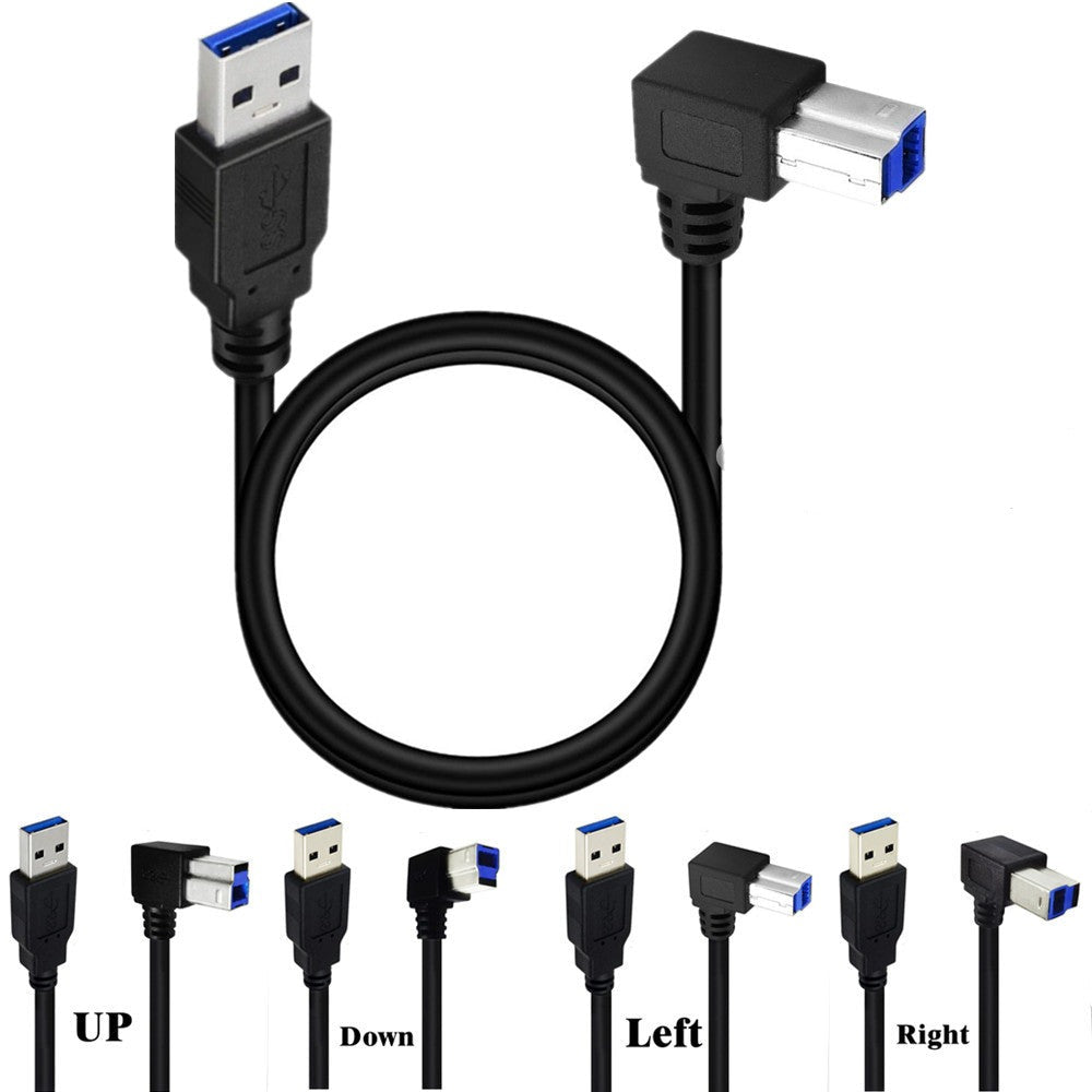 USB 3.0 A Male to B Type Male Angled Cable 0.5m
