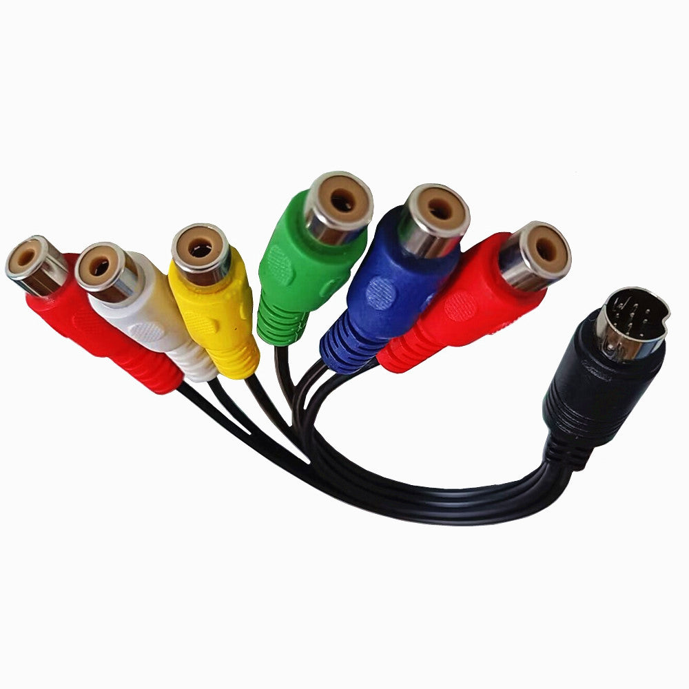 10Pin Din Male to 6 RCA Female Composite Cable 0.3m