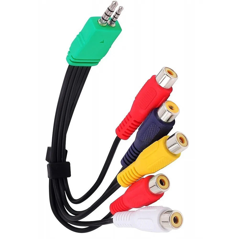 3.5mm Male & 2.5mm Male to 5 RCA Female Audio Video AV Cable